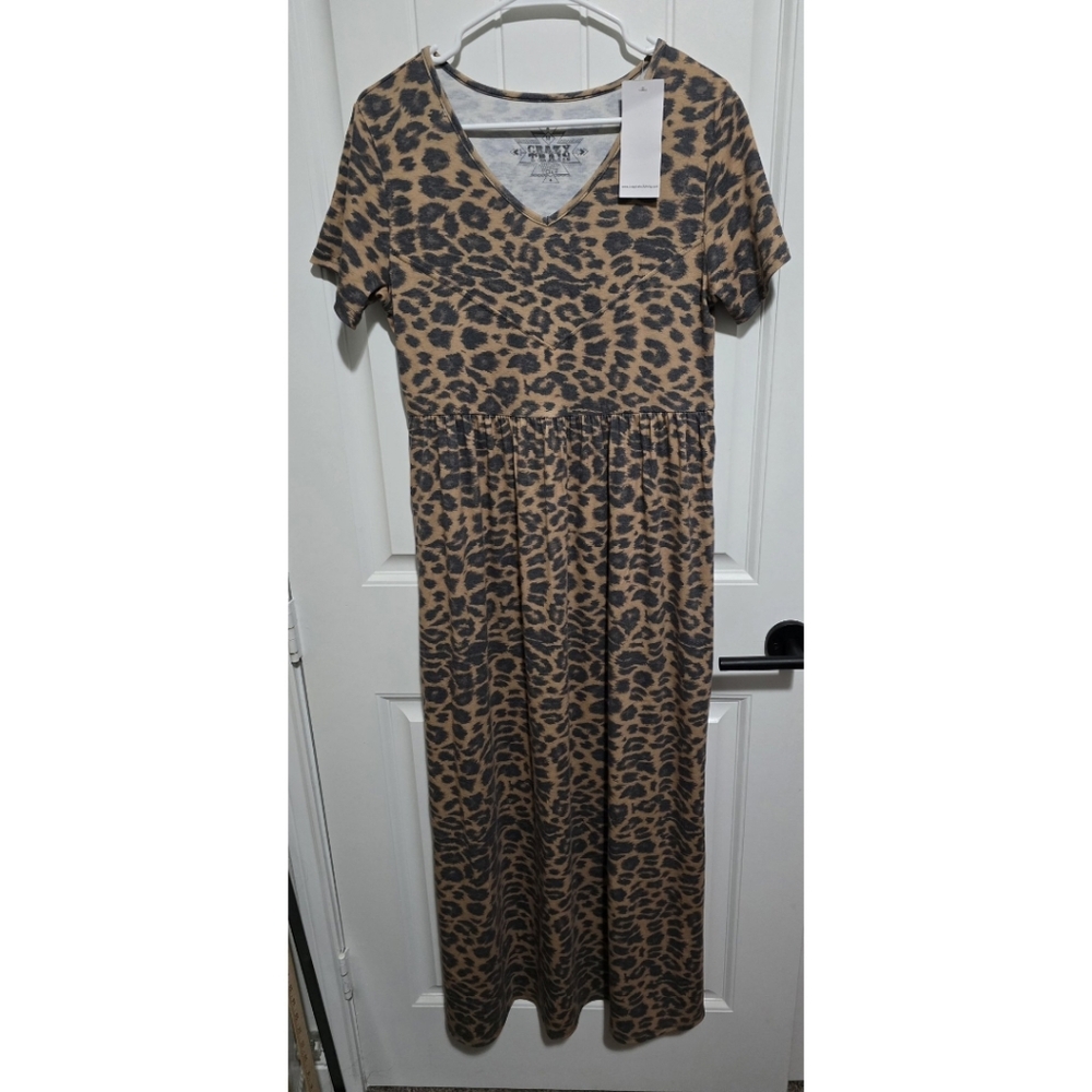 Crazy Train Maxi Dress Leopard New Nwt Si,e Medium Womens